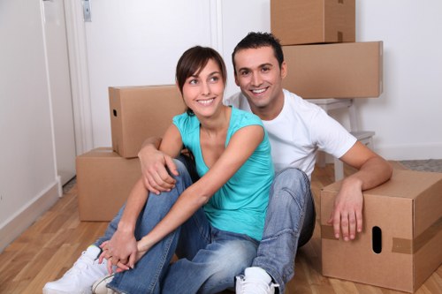 Move team transporting office equipment during a Richmond relocation