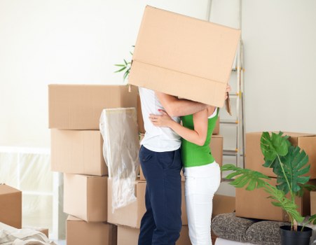Packed boxes and household items prepared for transport in Richmond